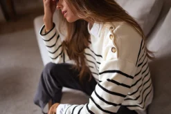 Discount Pull Manou à lignes - écru et noirEasy Clothes Femme Pulls & Gilets