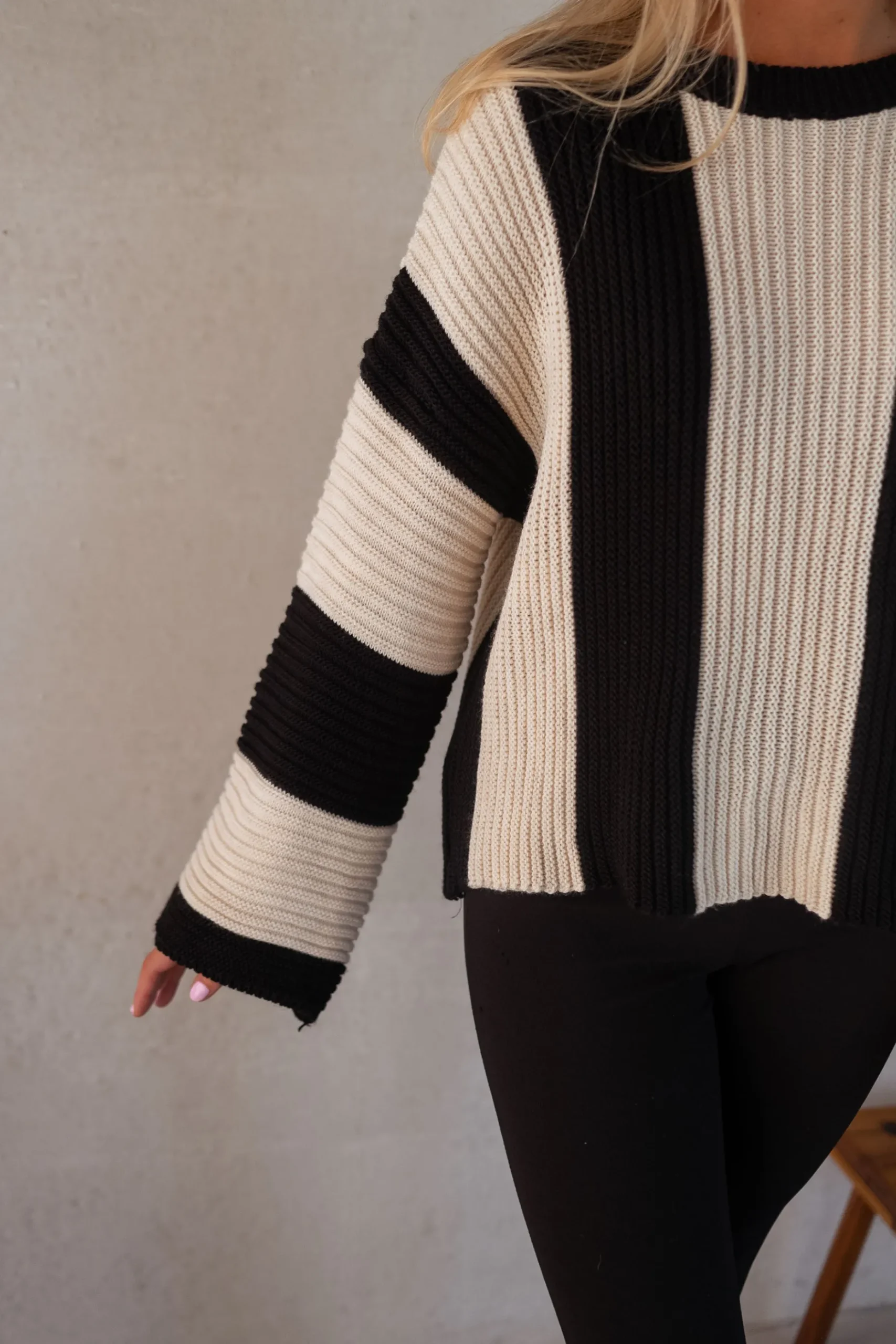 Store Pull Masson - écru et noirEasy Clothes Femme Pulls & Gilets