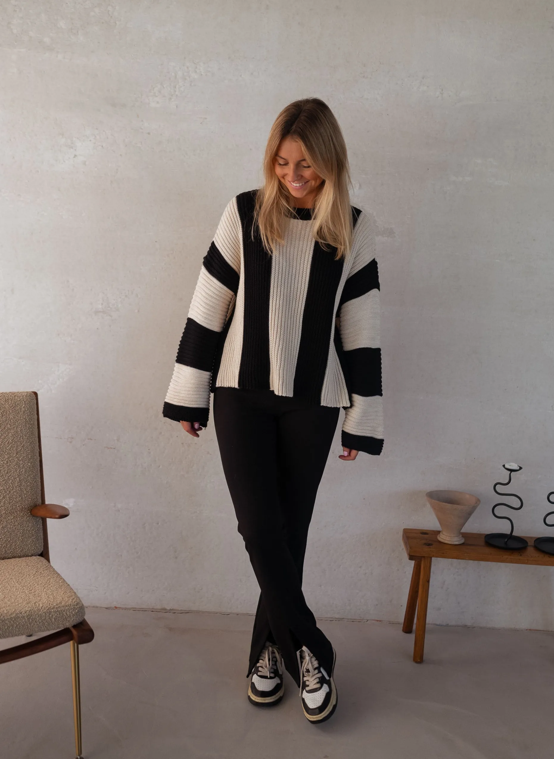 Store Pull Masson - écru et noirEasy Clothes Femme Pulls & Gilets