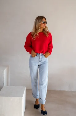 Sale Pull Melania - Rouge Vif - Col RondEasy Clothes Femme Pulls & Gilets