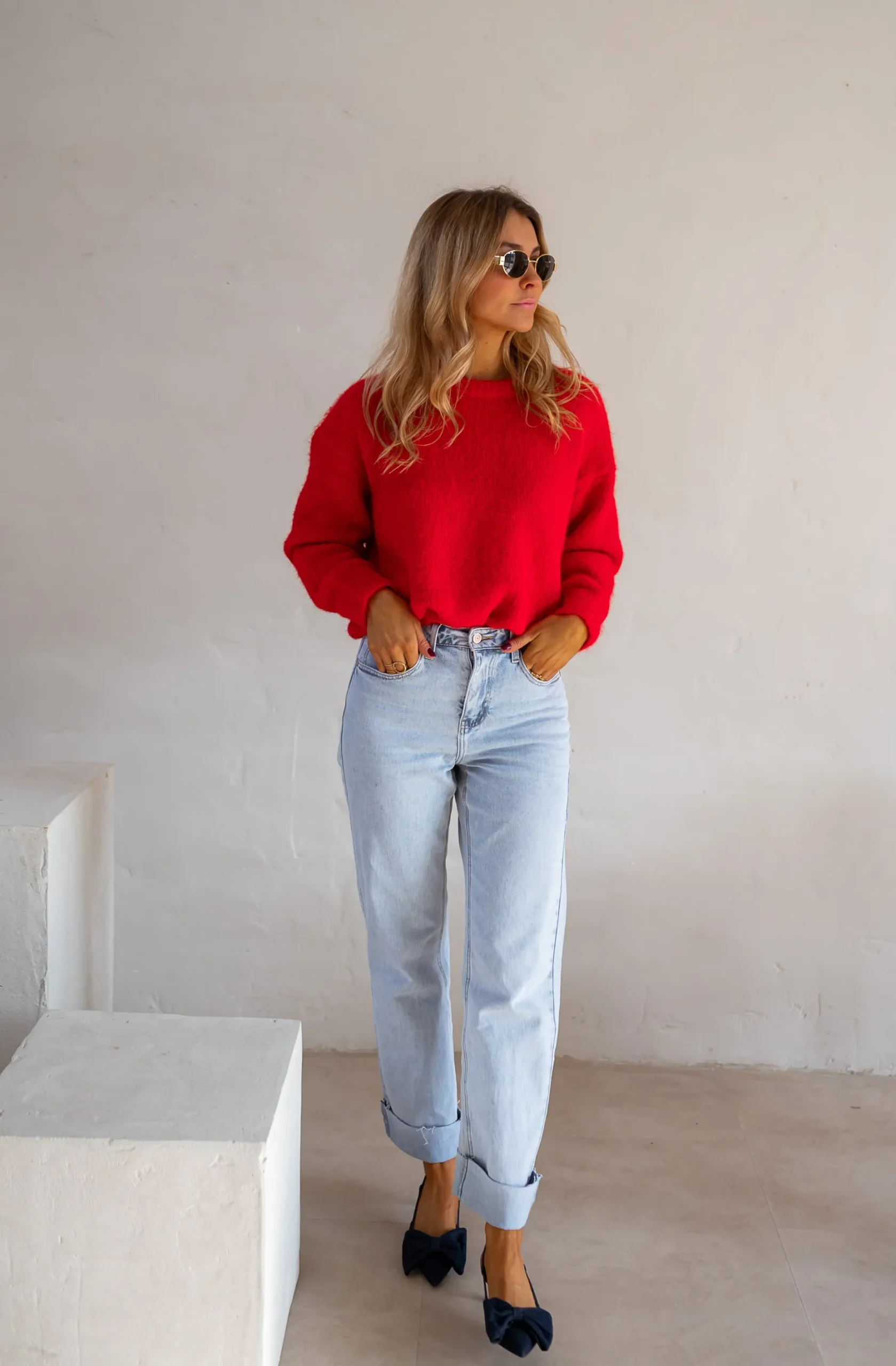 Sale Pull Melania - Rouge Vif - Col RondEasy Clothes Femme Pulls & Gilets