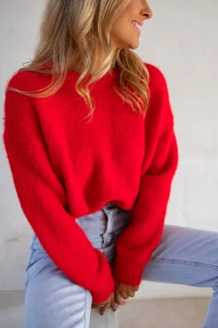 Sale Pull Melania - Rouge Vif - Col RondEasy Clothes Femme Pulls & Gilets