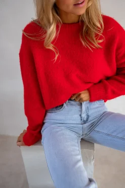 Sale Pull Melania - Rouge Vif - Col RondEasy Clothes Femme Pulls & Gilets