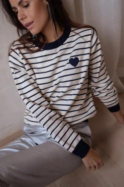 Online Pull Milano - à lignes écru et bleuEasy Clothes Femme Pulls & Gilets