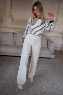 Online Pull Milano - à lignes écru et bleuEasy Clothes Femme Pulls & Gilets