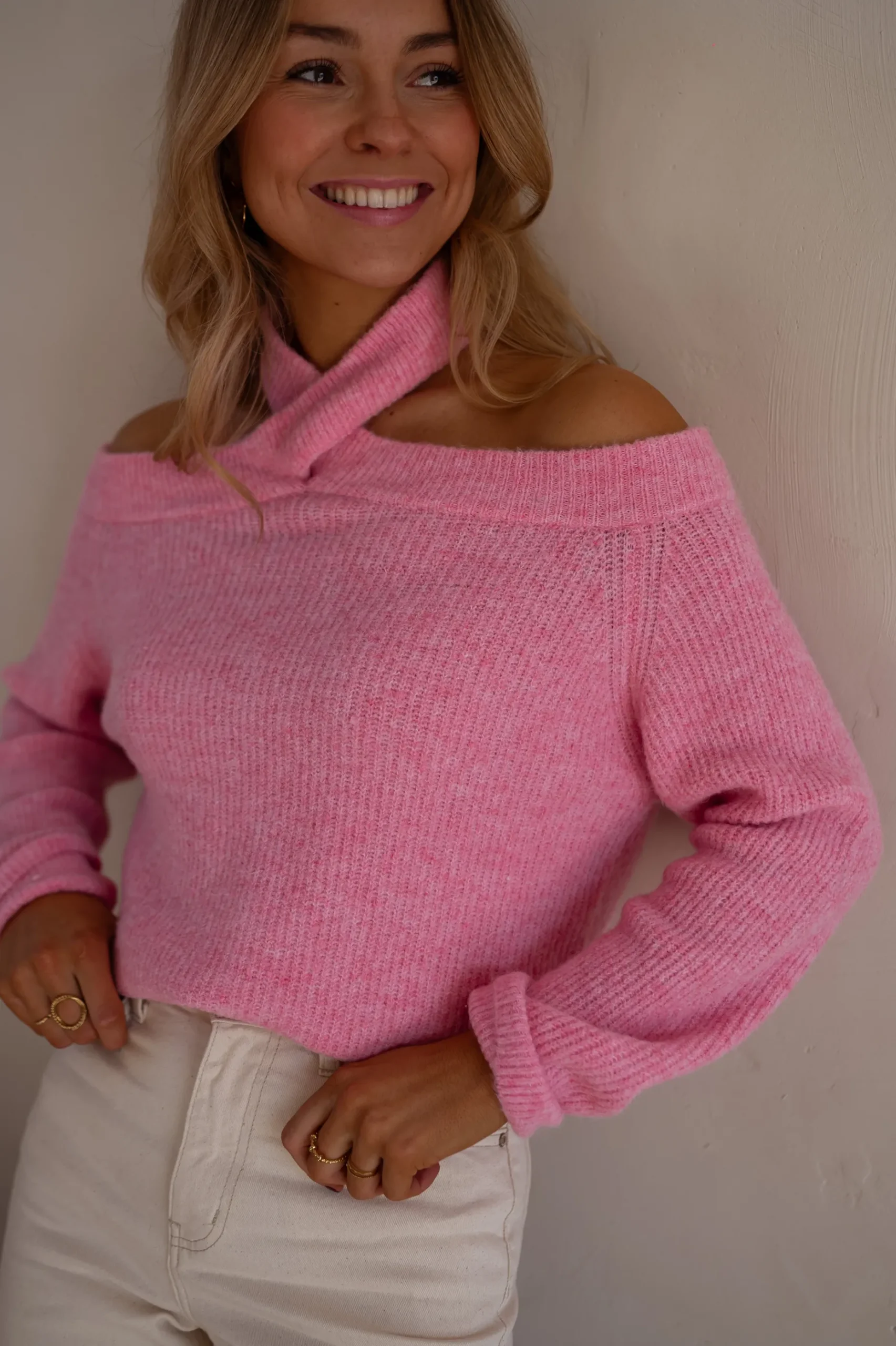 Flash Sale Pull Piper - Rose - Col Croisé & DécoupéEasy Clothes Femme Pulls & Gilets