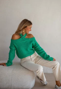 Cheap Pull Piper - Vert - Col Croisé & DécoupéEasy Clothes Femme Pulls & Gilets