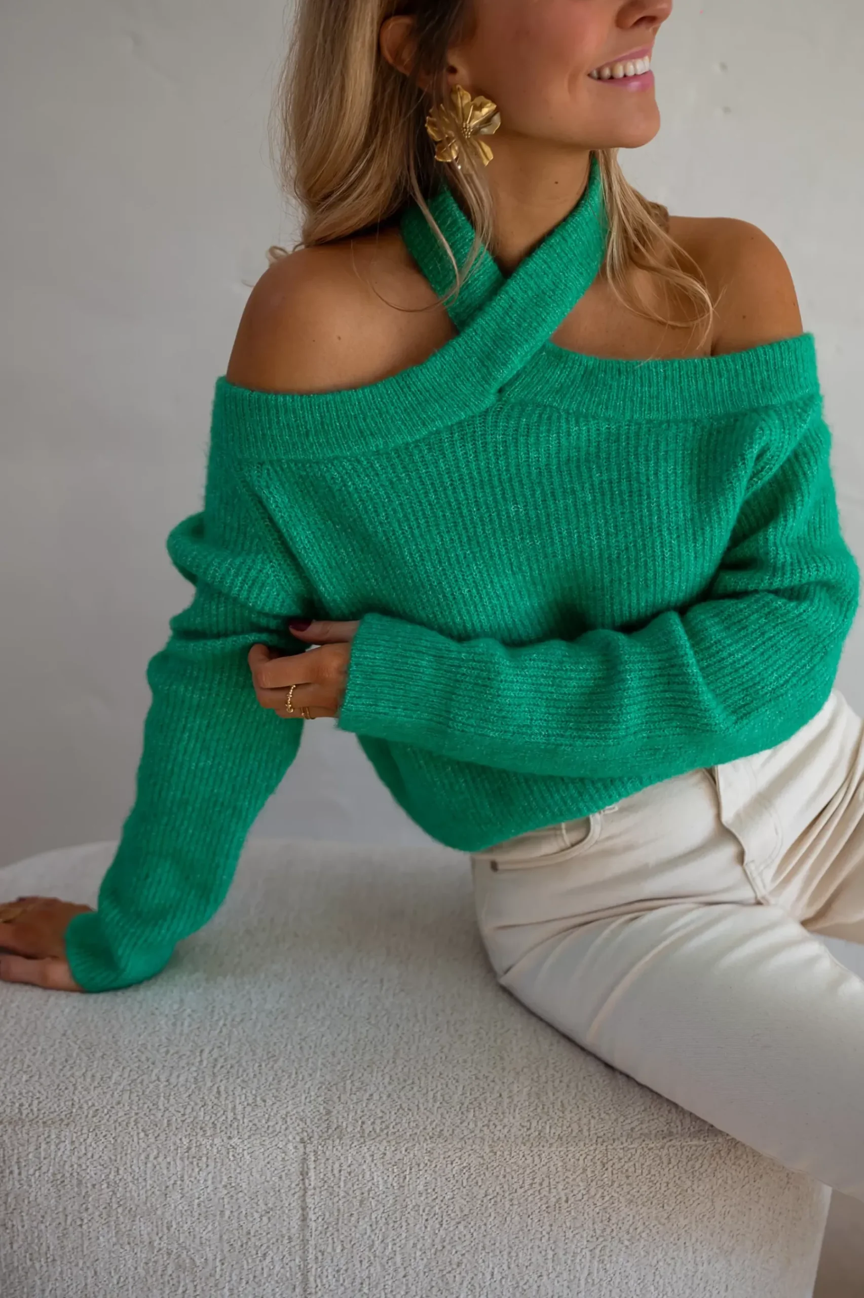 Cheap Pull Piper - Vert - Col Croisé & DécoupéEasy Clothes Femme Pulls & Gilets