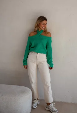 Cheap Pull Piper - Vert - Col Croisé & DécoupéEasy Clothes Femme Pulls & Gilets