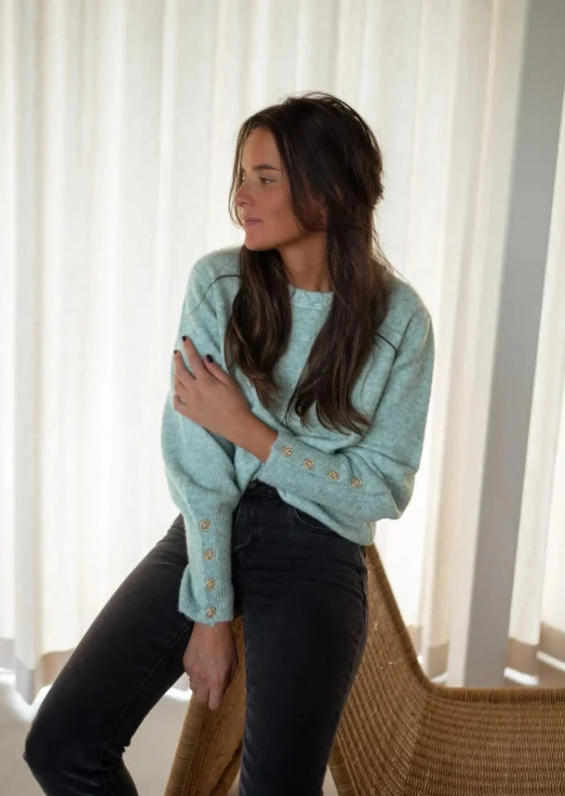 Store Pull Rubens Vert d'Eau - Doux - Taille Unique - Easy Clothes Femme Pulls & Gilets