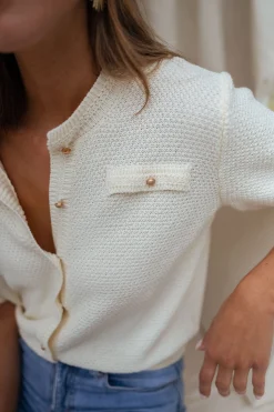 Online Pull Sophie - à manches courtes écruEasy Clothes Femme Pulls & Gilets