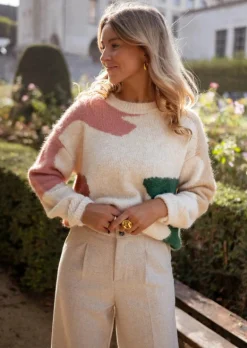 Outlet Pull Wick - Écru - Motifs Tricolores - Taille UniqueEasy Clothes Femme Pulls & Gilets