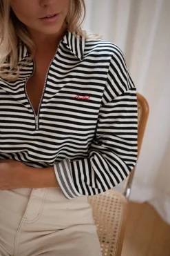 New Pull Yvette ligné - noir et écruEasy Clothes Femme Pulls & Gilets