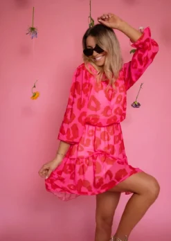 Sale Robe Aelis | Motifs Roses & Rouges | Vêtements Tendances FemmeEasy Clothes Femme Robes