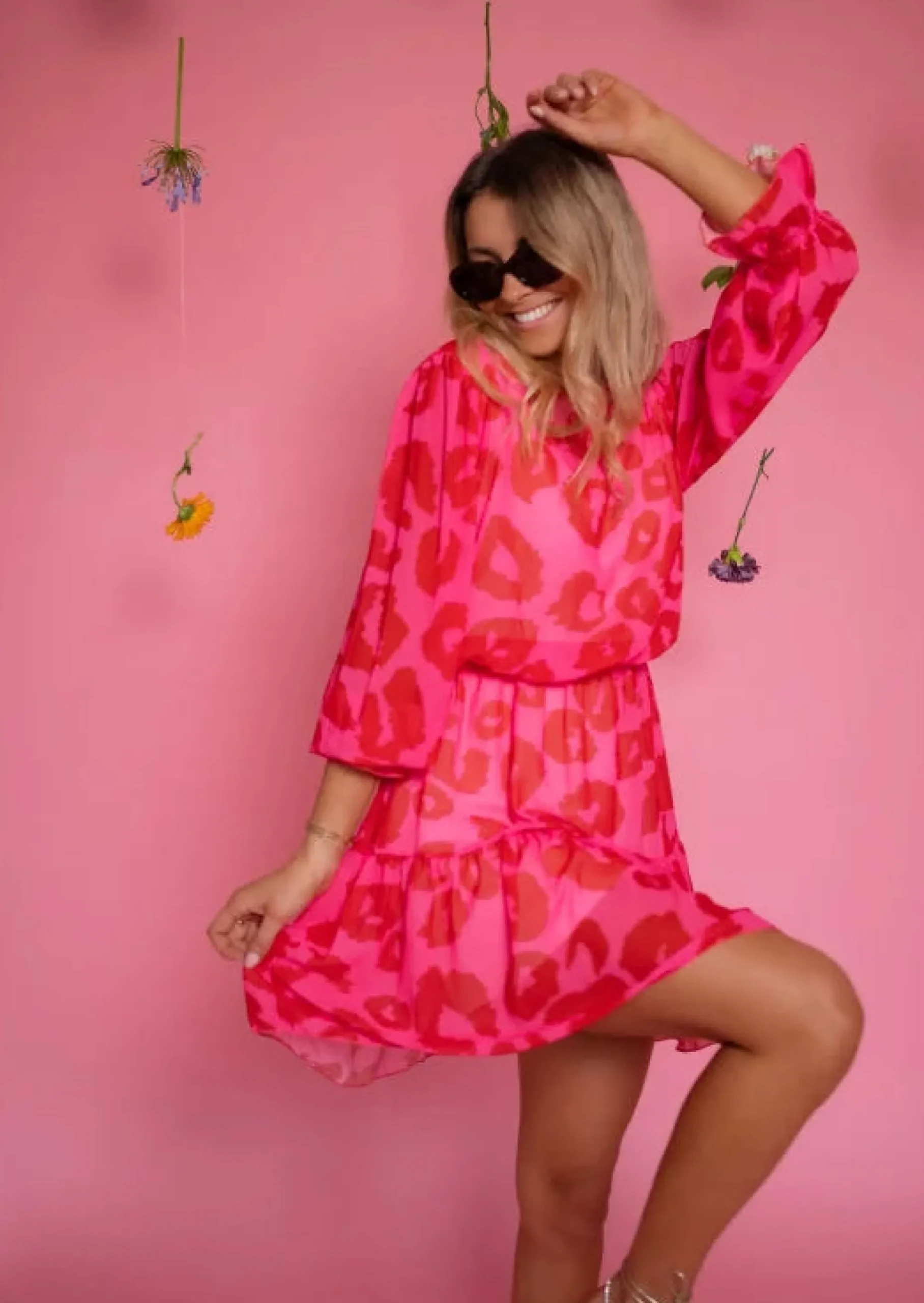 Sale Robe Aelis | Motifs Roses & Rouges | Vêtements Tendances FemmeEasy Clothes Femme Robes