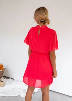 Clearance Robe Amandine framboise | Robe courte col montant | Prêt-à-porter en ligne | Easy Clothes Femme Robes