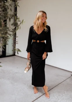 Hot Robe Amery noire | Robe longue cut out | Prêt-à-porter en ligne | Easy Clothes Femme Robes