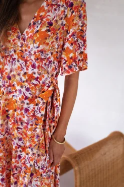 Cheap Robe Asma - orange à fleursEasy Clothes Femme Robes