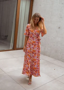 Cheap Robe Asma - orange à fleursEasy Clothes Femme Robes