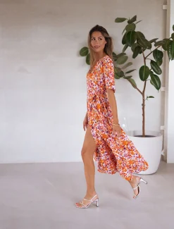 Cheap Robe Asma - orange à fleursEasy Clothes Femme Robes