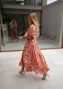 Cheap Robe Asma - orange à fleursEasy Clothes Femme Robes