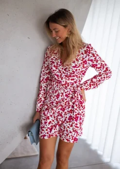 Best Sale Robe Camilia | Blanche À Fleurs | Courte & Cache-CoeurEasy Clothes Femme Robes