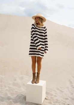 Best Robe Clarence - Noire & Écrue - Crochet - Made In ItalyEasy Clothes Femme Robes