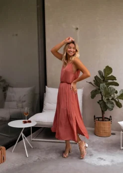 Hot Robe Dalie brique | Robe midi de cocktail | Prêt-à-porter en ligne | Easy Clothes Femme Robes
