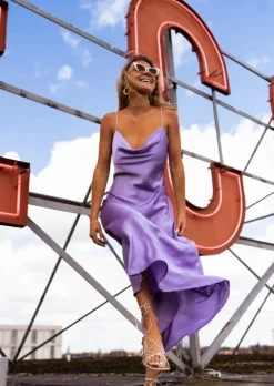 Flash Sale Robe Delly lilas | Robe longue satinée | Prêt-à-porter en ligne | Easy Clothes Femme Robes