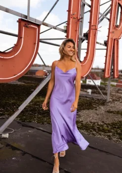 Flash Sale Robe Delly lilas | Robe longue satinée | Prêt-à-porter en ligne | Easy Clothes Femme Robes