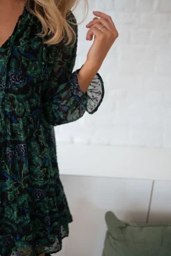 Hot Robe Edith - verte et bleue à fleursEasy Clothes Femme Robes