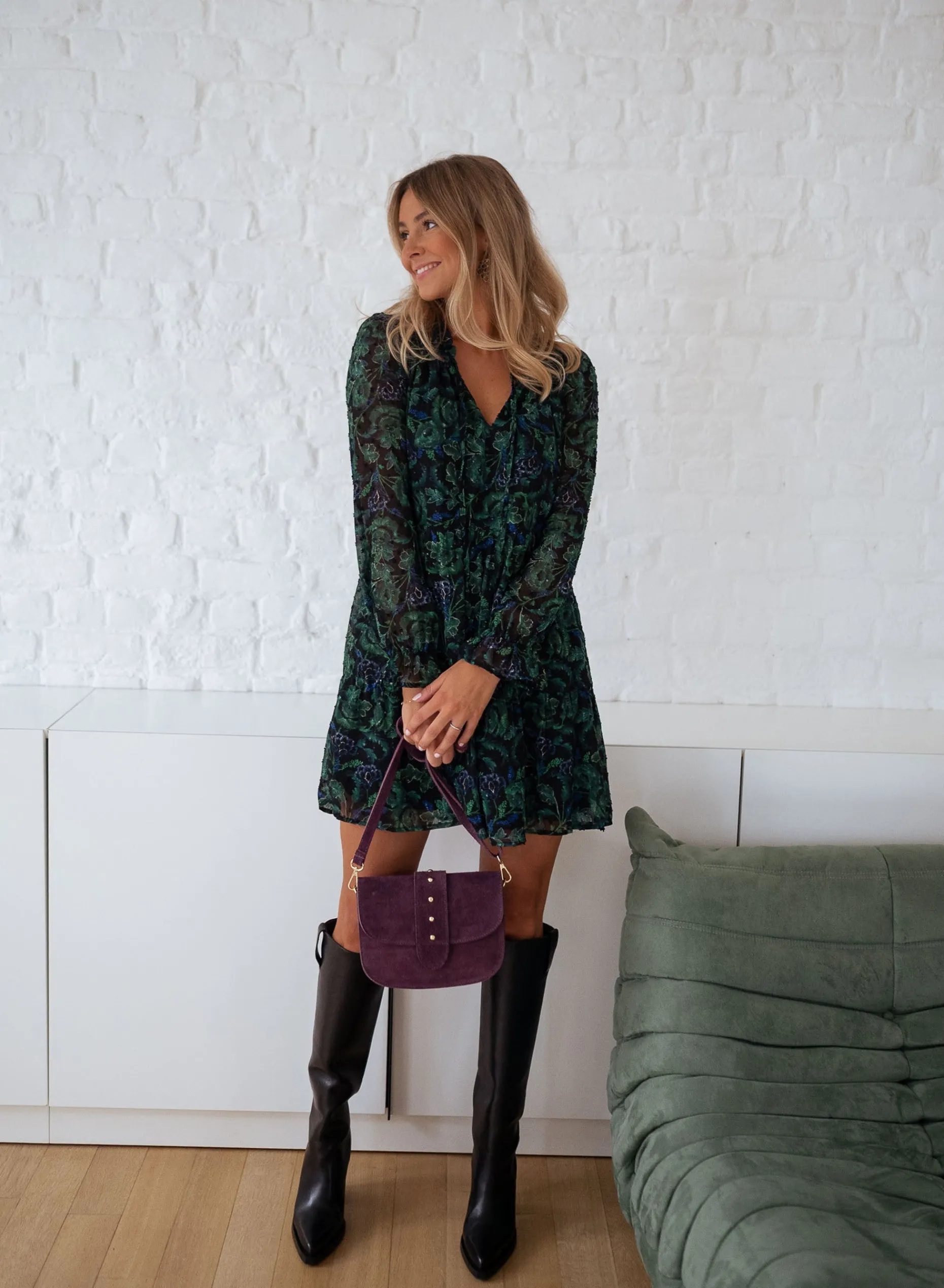 Hot Robe Edith - verte et bleue à fleursEasy Clothes Femme Robes