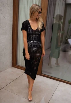 Best Sale Robe Estelle - noire en crochetEasy Clothes Femme Robes