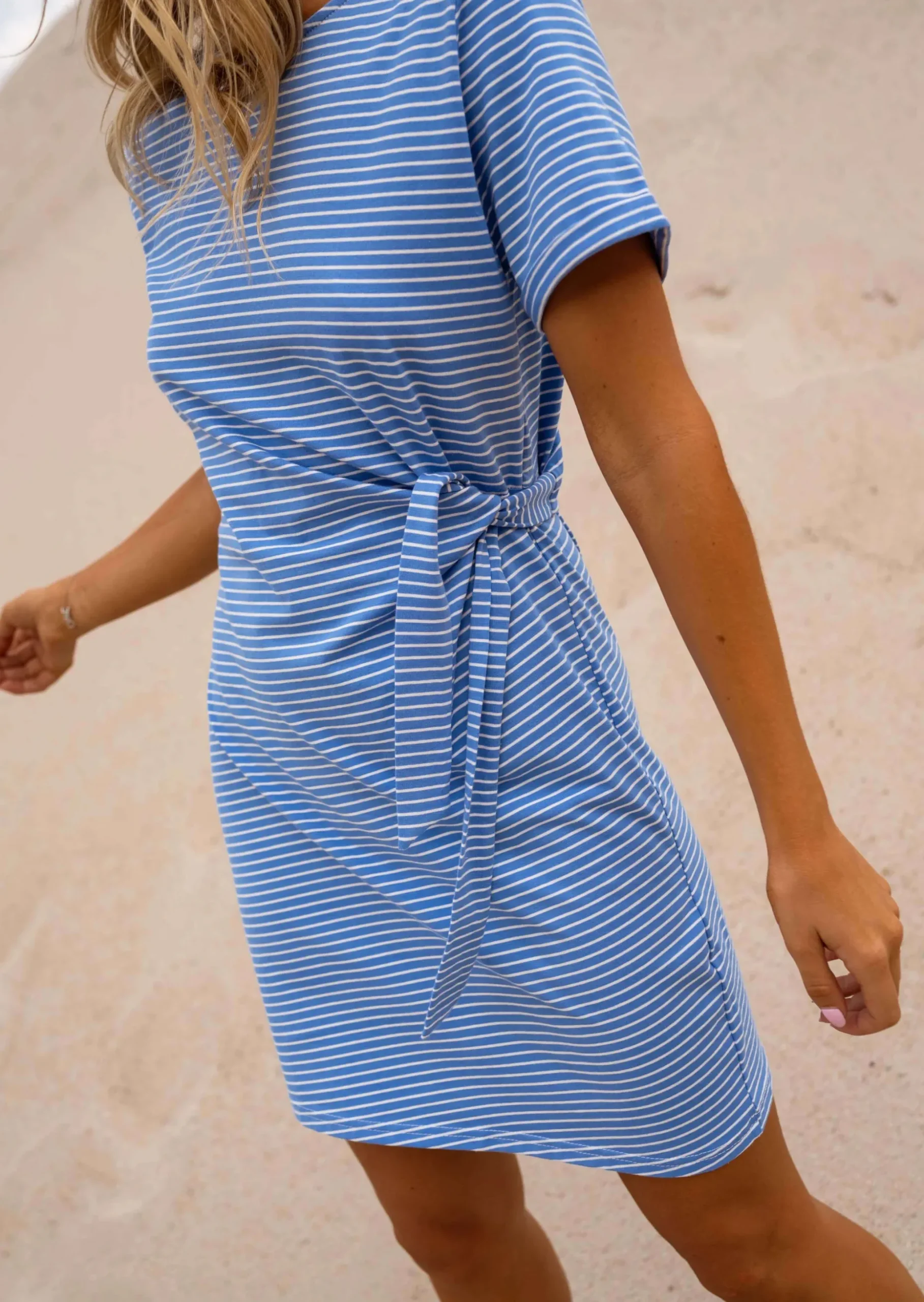 Best Robe Floriane Lignée - Bleue & Blanche - StretchEasy Clothes Femme Robes