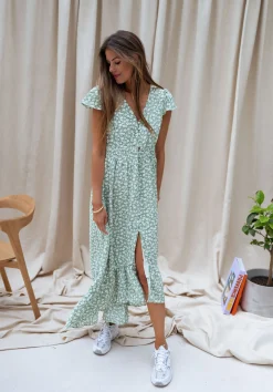 Outlet Robe Gaella - verte à fleursEasy Clothes Femme Robes