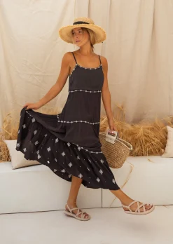 Hot Robe Grise Légère Aloys | Motifs Blanc | Vêtements FemmeEasy Clothes Femme Robes