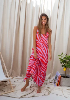 Cheap Robe Joyce CREATION - mauve et rougeEasy Clothes Femme Robes