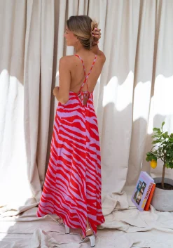 Cheap Robe Joyce CREATION - mauve et rougeEasy Clothes Femme Robes