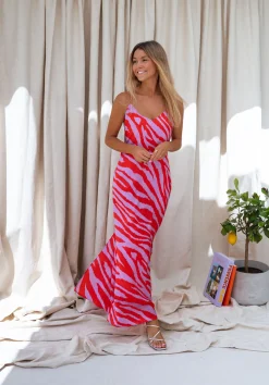 Cheap Robe Joyce CREATION - mauve et rougeEasy Clothes Femme Robes