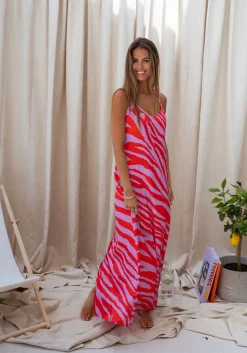 Cheap Robe Joyce CREATION - mauve et rougeEasy Clothes Femme Robes