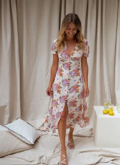 Shop Robe Kety - beige à motifsEasy Clothes Femme Robes