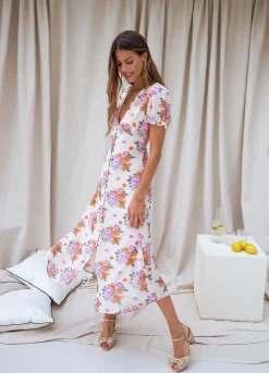 Shop Robe Kety - beige à motifsEasy Clothes Femme Robes