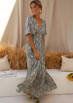 Sale Robe Loane - Verte à Motifs - Printemps Été - Easy Clothes Femme Robes