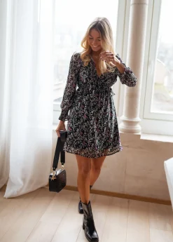 Sale Robe Lolly - noire à fleursEasy Clothes Femme Robes