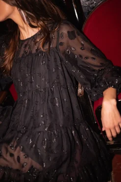 Online Robe Lomane - noire à motifs brillantsEasy Clothes Femme Robes