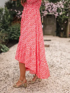 Cheap Robe longue Jackie - rouge à fleurs blanchesEasy Clothes Femme Robes