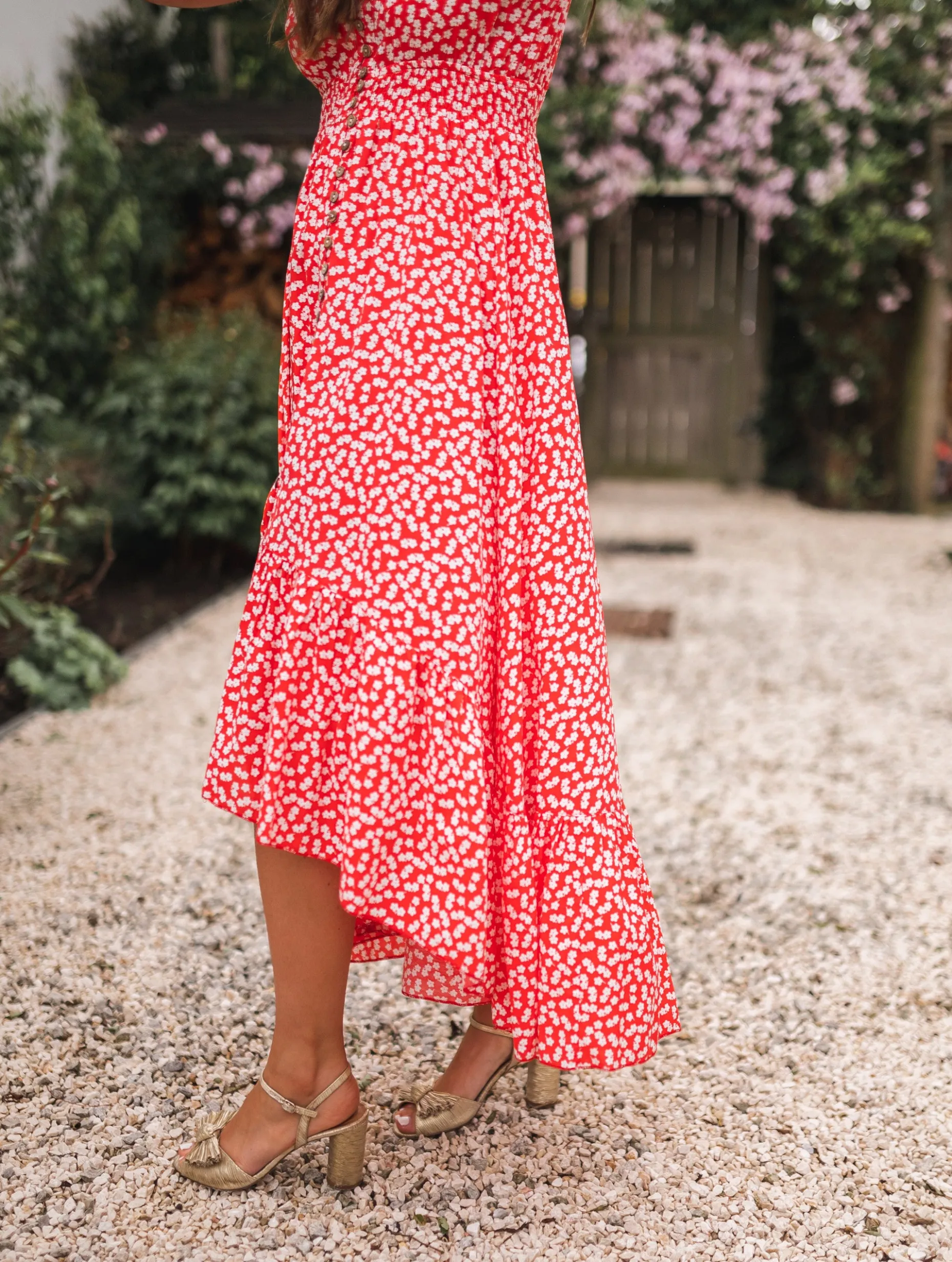 Cheap Robe longue Jackie - rouge à fleurs blanchesEasy Clothes Femme Robes