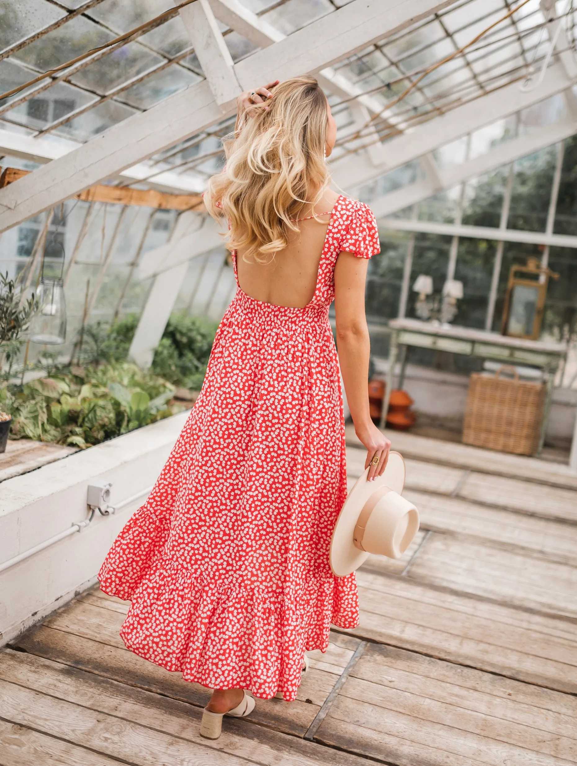 Cheap Robe longue Jackie - rouge à fleurs blanchesEasy Clothes Femme Robes