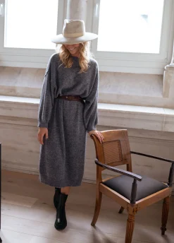 Cheap Robe longue Molly - grise en mailleEasy Clothes Femme Robes