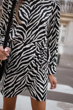 Clearance Robe Maela zebrée - noire et blancheEasy Clothes Femme Robes